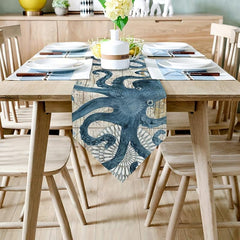 Ocean Style Linen Table Runner Summer Seashore Decor