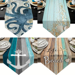 Ocean Style Linen Table Runner Summer Seashore Decor