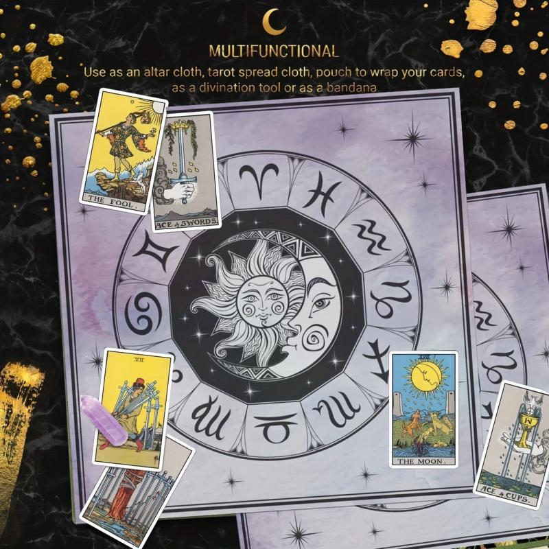 Astrology Tarot Cloth Zodiac Constellations Oracle Tablecloth Sun Moon