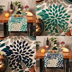 Geometric Print Table Runner Heat Resistant Linen Kitchen Dining