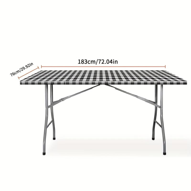 Picnic Table Cover Flannel Backing Elastic Edge Waterproof Wipeable Plastic