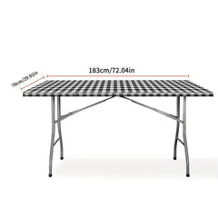 Picnic Table Cover Flannel Backing Elastic Edge Waterproof Wipeable Plastic