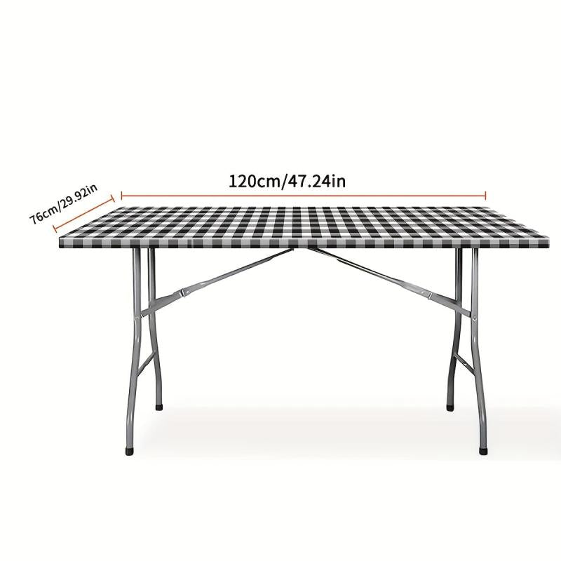 Picnic Table Cover Flannel Backing Elastic Edge Waterproof Wipeable Plastic