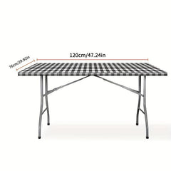 Picnic Table Cover Flannel Backing Elastic Edge Waterproof Wipeable Plastic