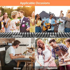 Picnic Table Cover Flannel Backing Elastic Edge Waterproof Wipeable Plastic