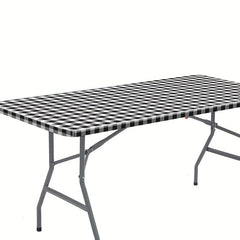 Picnic Table Cover Flannel Backing Elastic Edge Waterproof Wipeable Plastic