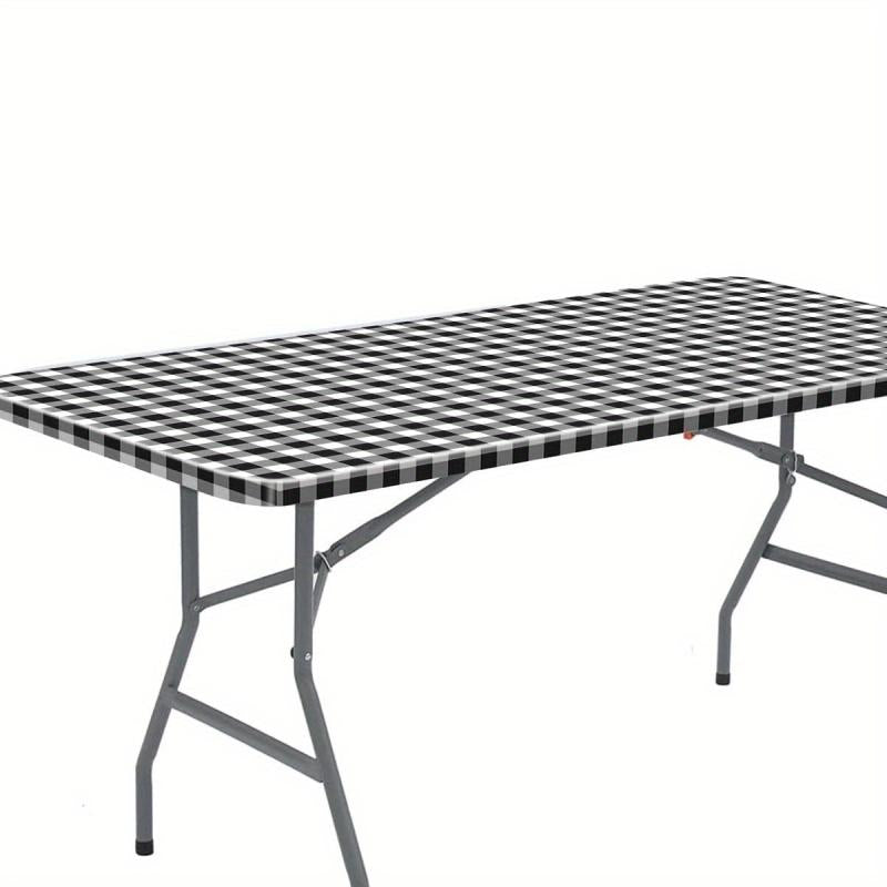Picnic Table Cover Flannel Backing Elastic Edge Waterproof Wipeable Plastic