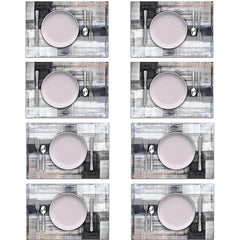 Gray Abstract Modern Table Runner Set, Washable Table Mat, Dining Table Decor