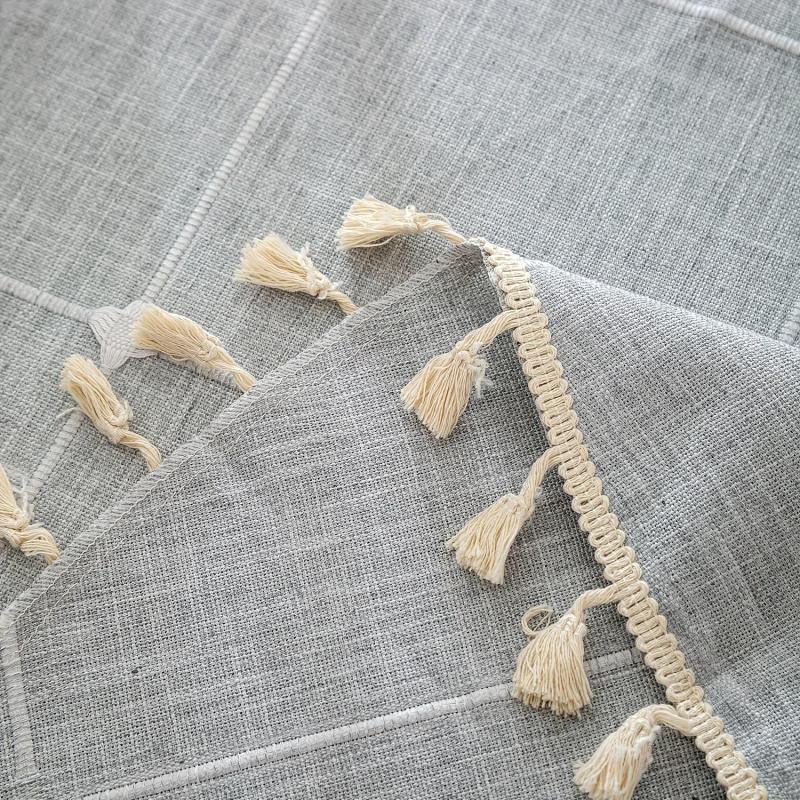 Japanese Style Embroidered Plaid Tablecloth for Dining Decor