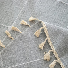 Japanese Style Embroidered Plaid Tablecloth for Dining Decor