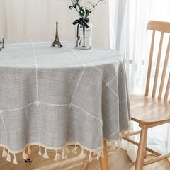 Japanese Style Embroidered Plaid Tablecloth for Dining Decor