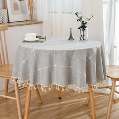 Japanese Style Embroidered Plaid Tablecloth for Dining Decor