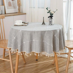 Japanese Style Embroidered Plaid Tablecloth for Dining Decor