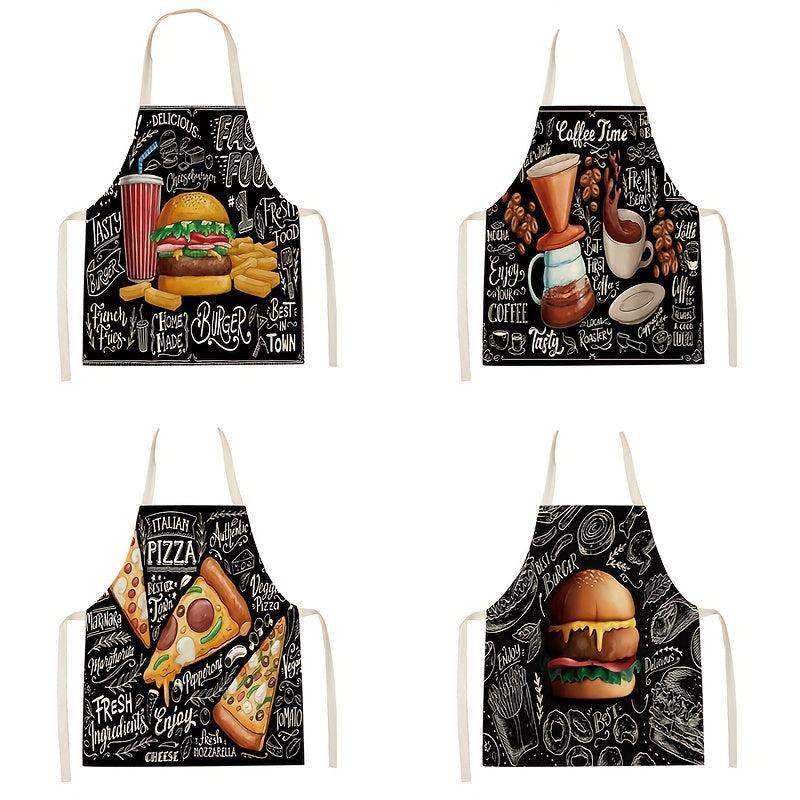 Hamburger Printed Linen Apron for Adults - Kitchen Supply
