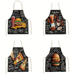 Hamburger Printed Linen Apron for Adults - Kitchen Supply