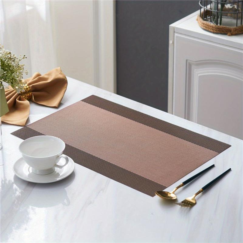4pcs Colorful Striped Woven Placemats Heat Insulated Table Mats