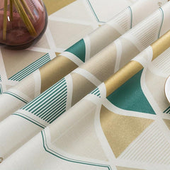Plastic Tablecloth PVC Beige Yellow Green Checkered Waterproof Table Cover