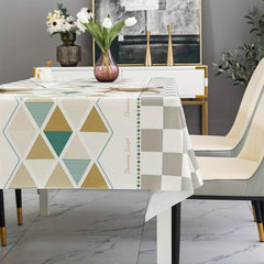 Plastic Tablecloth PVC Beige Yellow Green Checkered Waterproof Table Cover