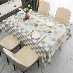 Plastic Tablecloth PVC Beige Yellow Green Checkered Waterproof Table Cover