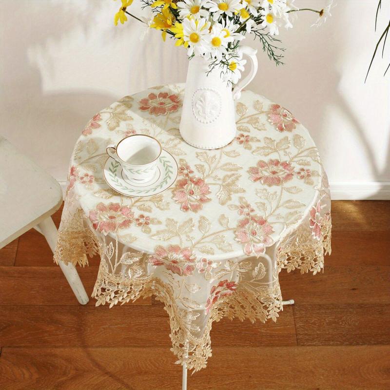 Polyester Table Runner Embroidery Craft Red Flower Christmas Theme