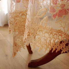 Polyester Table Runner Embroidery Craft Red Flower Christmas Theme