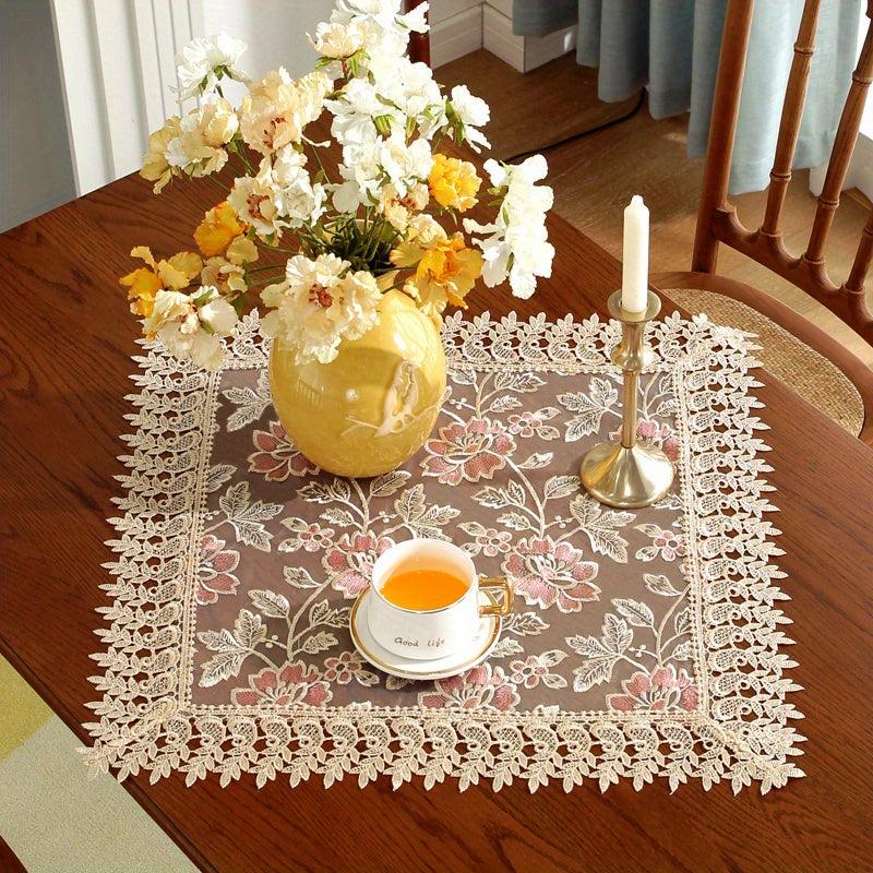 Polyester Table Runner Embroidery Craft Red Flower Christmas Theme