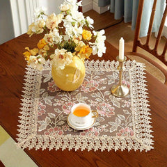 Polyester Table Runner Embroidery Craft Red Flower Christmas Theme