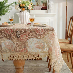 Polyester Table Runner Embroidery Craft Red Flower Christmas Theme