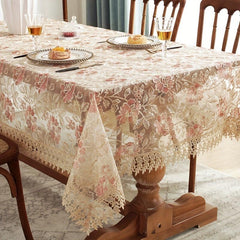 Polyester Table Runner Embroidery Craft Red Flower Christmas Theme