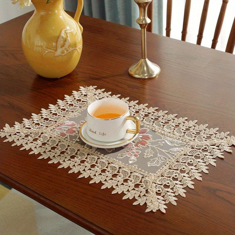 Polyester Table Runner Embroidery Craft Red Flower Christmas Theme