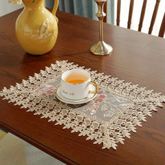 Polyester Table Runner Embroidery Craft Red Flower Christmas Theme