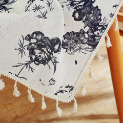 Vintage Orchid Flower Tablecloth Chinese Style Stain Resistant Waterproof