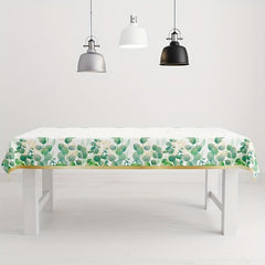 Green Jungle Leaf Printed Tablecloth for Festive Party Decor