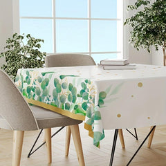 Green Jungle Leaf Printed Tablecloth for Festive Party Decor