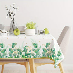 Green Jungle Leaf Printed Tablecloth for Festive Party Decor