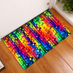 Colorful Bean Print Floor Mat Kitchen Bedroom Non-slip Rug