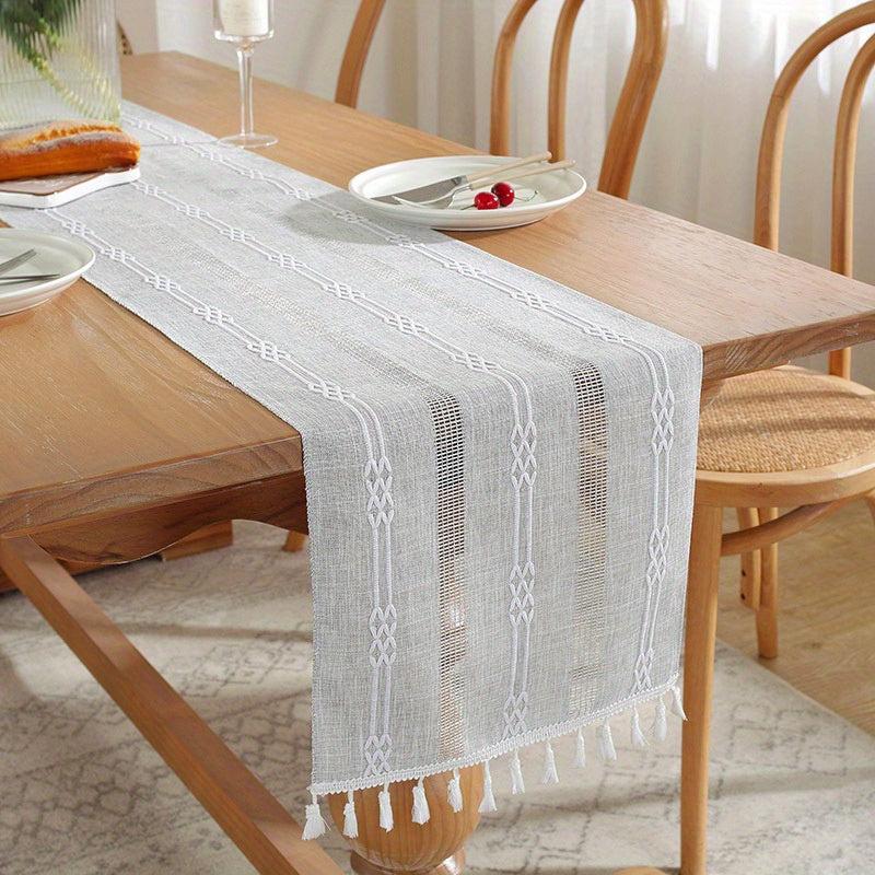 Polyester Rectangle Table Runner Hollow Style Holiday Decoration