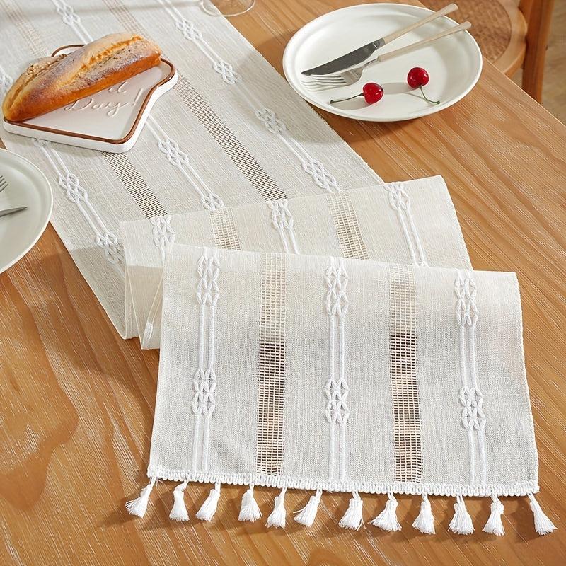 Polyester Rectangle Table Runner Hollow Style Holiday Decoration
