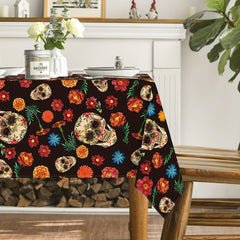 Colorful Skull Pattern Halloween Tablecloth