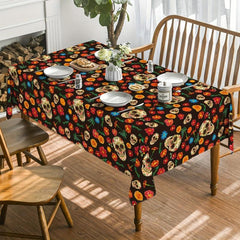 Colorful Skull Pattern Halloween Tablecloth