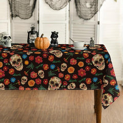Colorful Skull Pattern Halloween Tablecloth