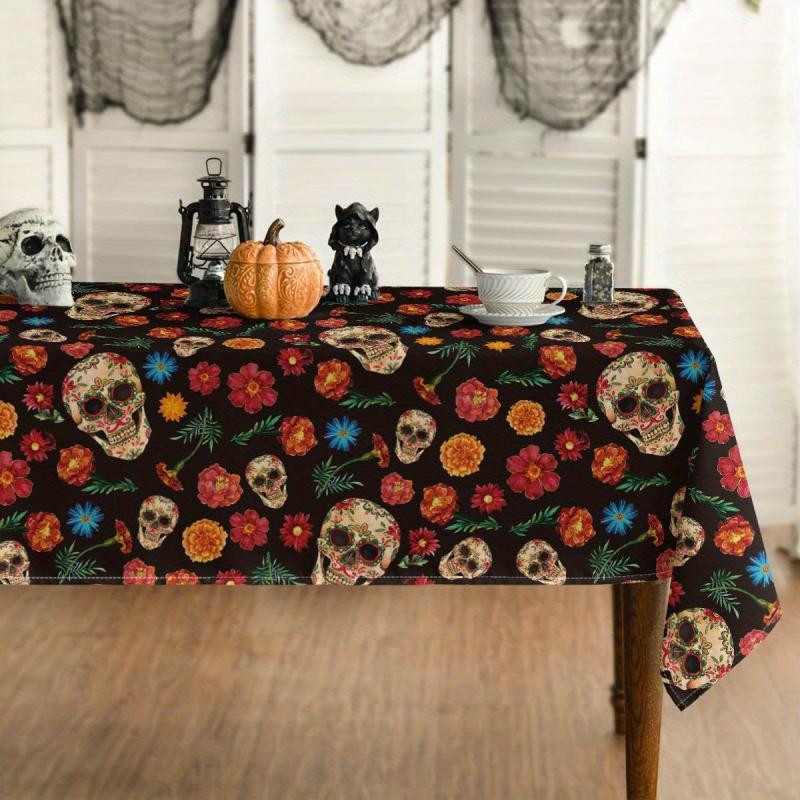 Colorful Skull Pattern Halloween Tablecloth