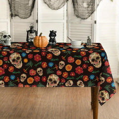 Colorful Skull Pattern Halloween Tablecloth