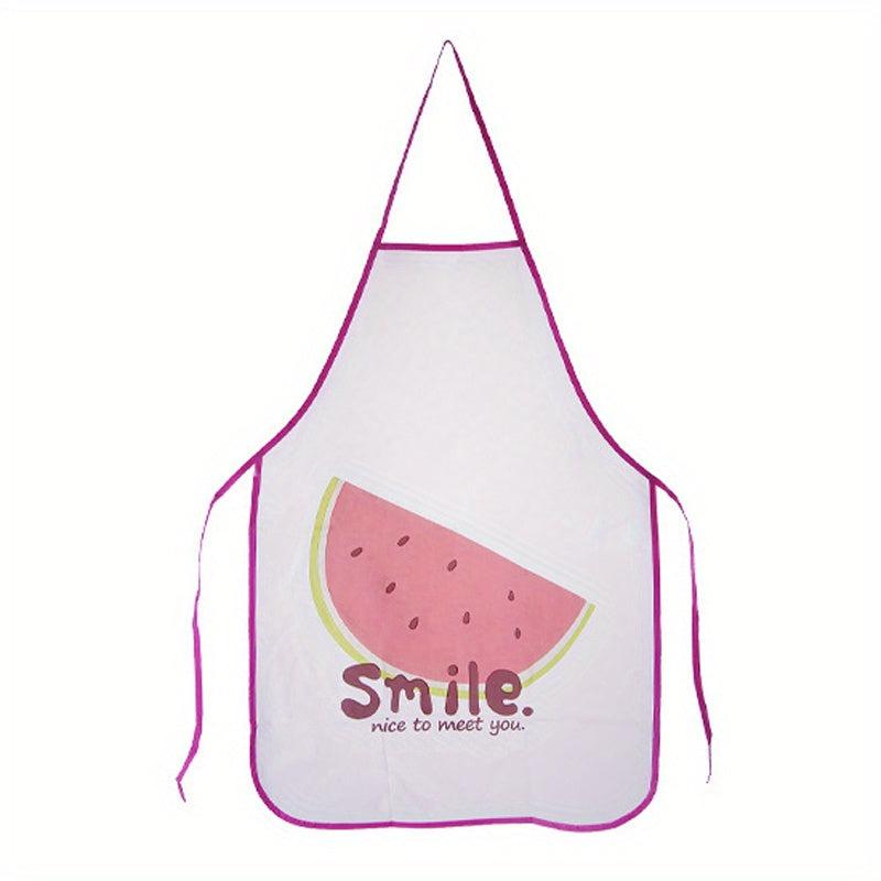 Fruit Printed Waterproof Cooking Apron Polyester Smooth Washable Oilproof Apron