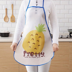 Fruit Printed Waterproof Cooking Apron Polyester Smooth Washable Oilproof Apron