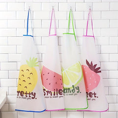 Fruit Printed Waterproof Cooking Apron Polyester Smooth Washable Oilproof Apron