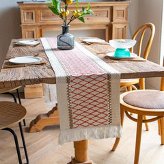 4pcs Farmhouse Style Table Runner Placemats Solid Table Cover Heat Insulation