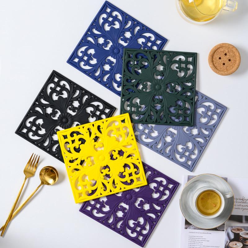 3pcs Silicone Square Mat Heat Proof Table Mat Kitchen Tableware Pad
