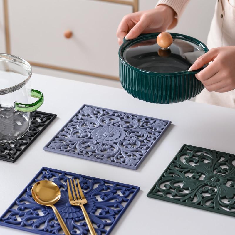 3pcs Silicone Square Mat Heat Proof Table Mat Kitchen Tableware Pad