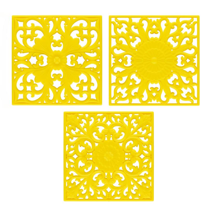 3pcs Silicone Square Mat Heat Proof Table Mat Kitchen Tableware Pad